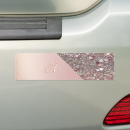Adesivo Para Carro Monograma Elegante em Dourado Rosa