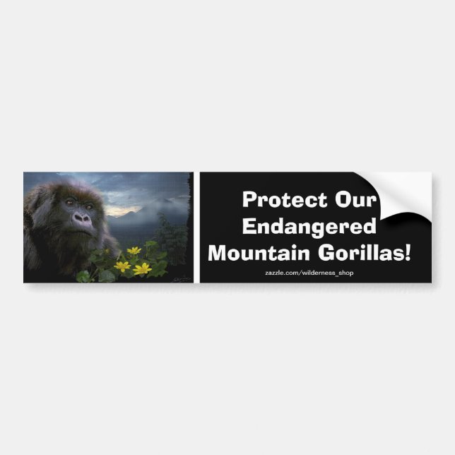 Adesivo Para Carro Montanha Gorillas Wildlife Support Bumper Sticker (Frente)