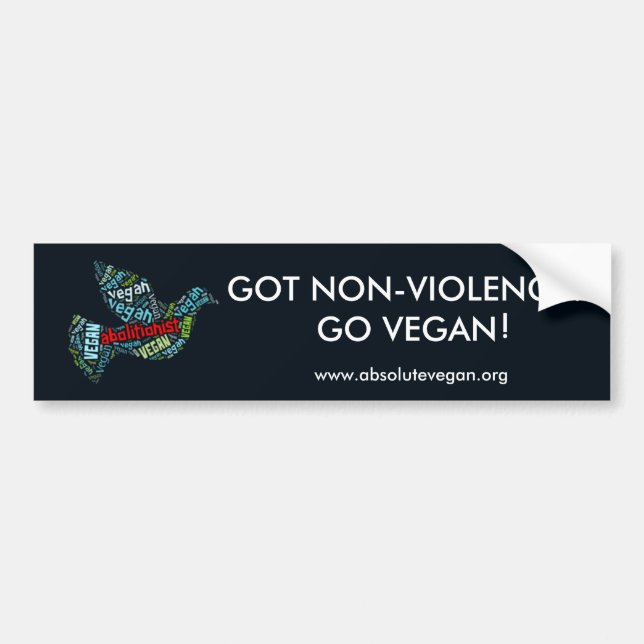 Adesivo Para Carro Mosaico da Palavra-Nuvem do "Vegan" (pomba da paz) (Frente)