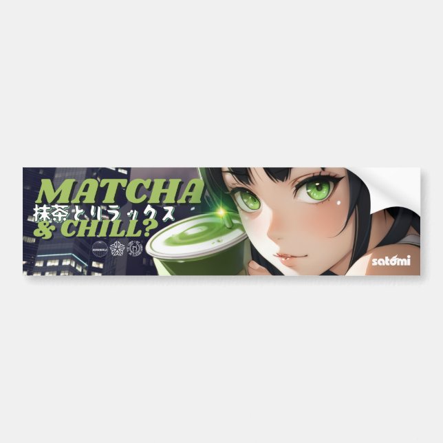 Adesivo Para Carro moto satomi Matcha & Chill (Frente)