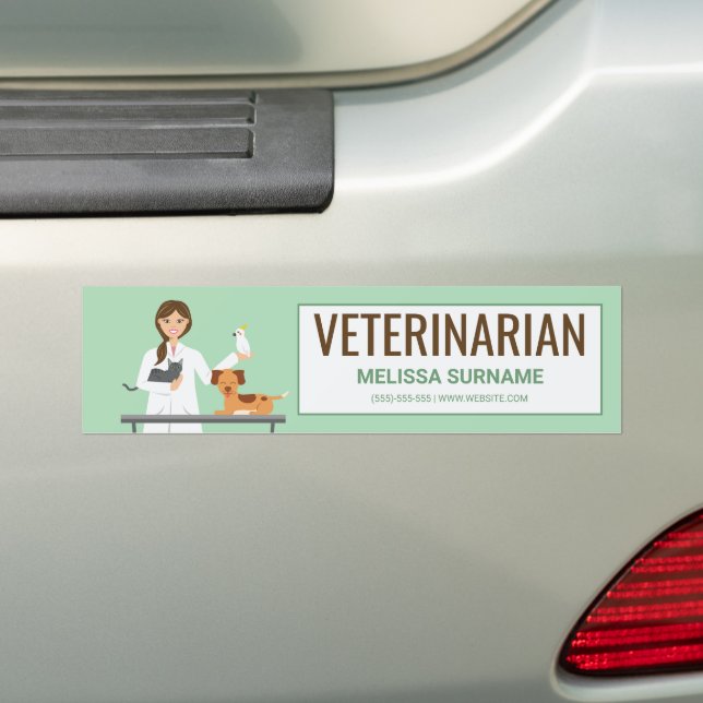 Adesivo Para Carro Mulher Veterinária e Animais e Texto Personalizado (No carro)