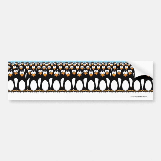 Adesivo Para Carro Multidão de pinguins engraçados dos desenhos (Frente)