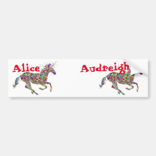 Adesivo Para Carro Nametags Alice e Audreigh Multicolor Unicorn
