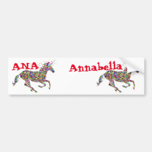 Adesivo Para Carro Nametags Ana e Annabella Multicolor Unicorn