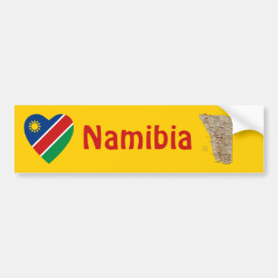 Adesivo Para Carro Namíbia Flag Heart + Map Bumper Sticker