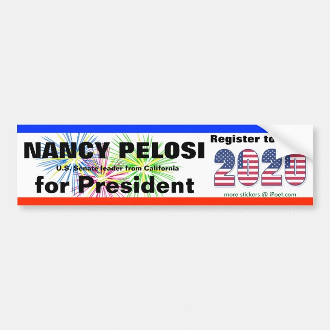 Adesivo Para Carro NANCY PELOSI PARA O PRESIDENTE em 2020 - (Frente)