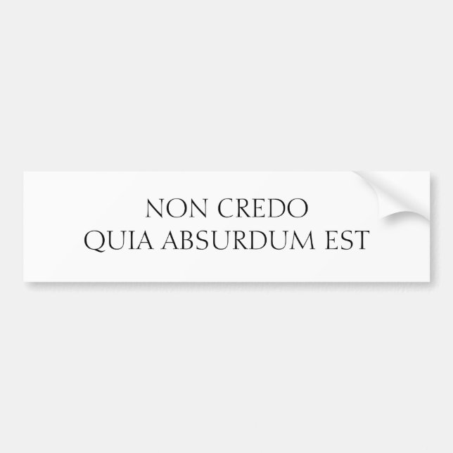 ADESIVO PARA CARRO NÃO CREDO QUIA ABSURDUM EST (Frente)