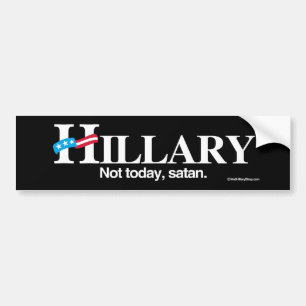 Adesivo Para Carro Não hoje, satã - Anti-Hillary - branco - .png