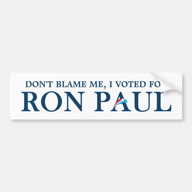 Adesivo Para Carro Não me culpe, votei em Ron Paul (Frente)