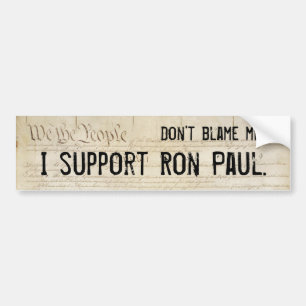 Adesivo Para Carro Não me responsabilize. Eu apoio Ron Paul.