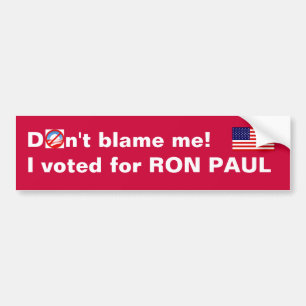Adesivo Para Carro Não me responsabilize! Eu votei para Ron Paul