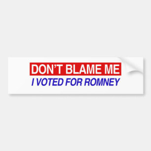 Adesivo Para Carro Não me responsabilize que eu votei para Romney