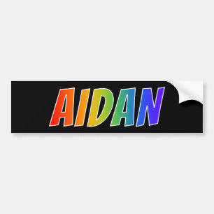 Adesivo Para Carro Nome "AIDAN": Coloração do arco-íris do