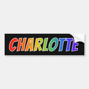 Adesivo Para Carro Nome "CHARLOTTE": Coloração do arco-íris do