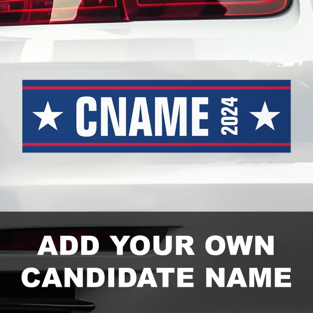 Adesivo Para Carro Nome de candidato personalizado campanha eleitoral (Custom candidate name political election campaign bumper sticker)