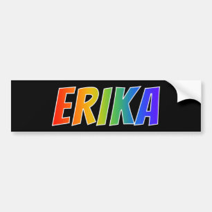 Adesivo Para Carro Nome "ERIKA": Coloração do arco-íris do