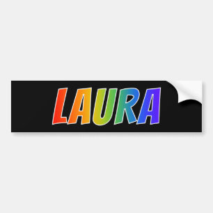Adesivo Para Carro Nome "LAURA": Coloração do arco-íris do