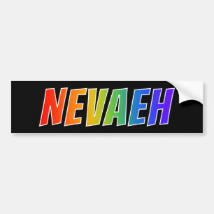 Adesivo Para Carro Nome "NEVAEH": Coloração do arco-íris do