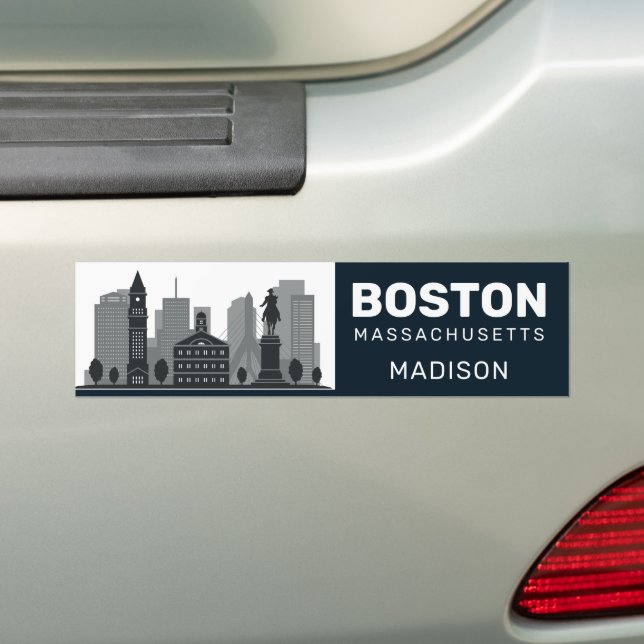 Adesivo Para Carro Nome Personalizado Boston Massachusetts (No carro)