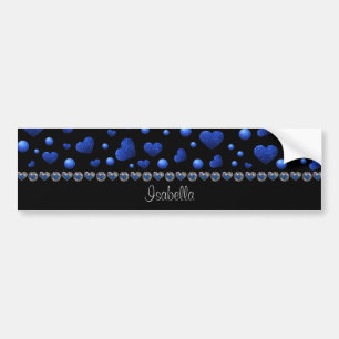 Adesivo Para Carro Nome personalizado, padrão de brilho cardíaco azul