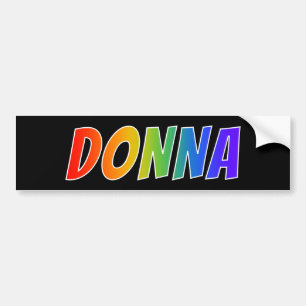 Adesivo Para Carro Nome próprio "DONNA": Cor do arco-íris