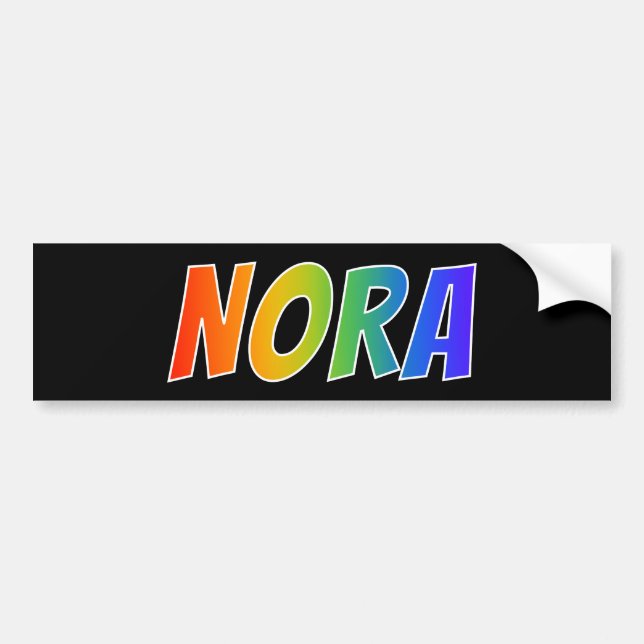Adesivo Para Carro Nome próprio "NORA": Corante Arco-Íris Divertido (Frente)