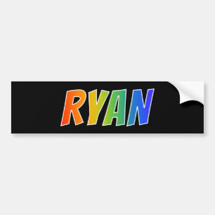Adesivo Para Carro Nome próprio "RYAN": Coloração do Arco-Íris Di