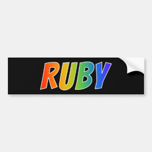 Adesivo Para Carro Nome "RUBI": Coloração do arco-íris do