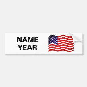 Adesivo Para Carro Nome Texto e Bandeira Americana em Branco