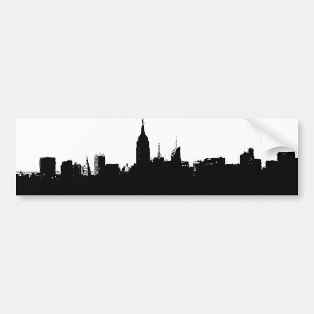 Adesivo Para Carro Nova Iorque Skyline Silhouper Bumper Sticker (Frente)