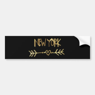 Adesivo Para Carro Nova York Love USA Black and Dourado Look Typograf