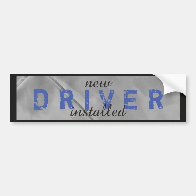 Adesivo Para Carro Novo driver engraçado instalado azul preto (Frente)