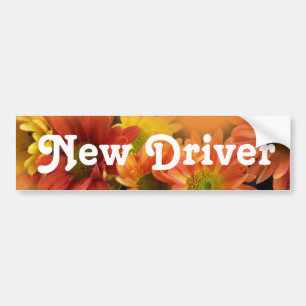 Adesivo Para Carro Novo driver. Flores de margarida coloridas