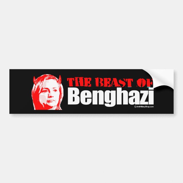 Adesivo Para Carro O animal de Benghazi - Anti-Hillary - branco - .pn (Frente)