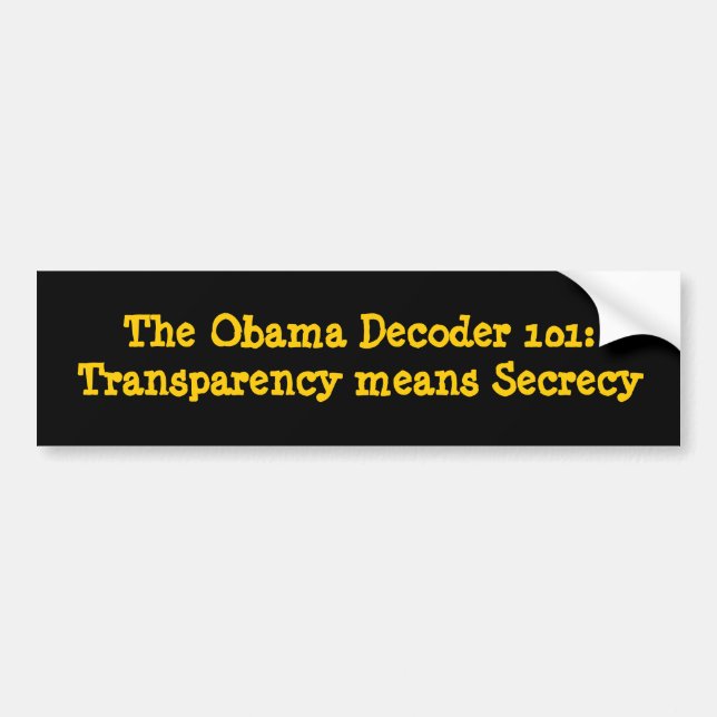 Adesivo Para Carro O decodificador 101 de Obama: A transparência (Frente)