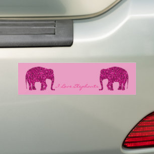 Adesivo Para Carro O falso elefante rosa cintilante brilha seu texto