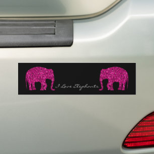 Adesivo Para Carro O falso elefante rosa cintilante brilha seu texto