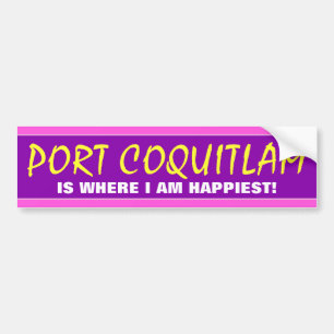 ADESIVO PARA CARRO O "PORTO COQUITLAM É ONDE EU ESTOU O MAIS FELIZ!"