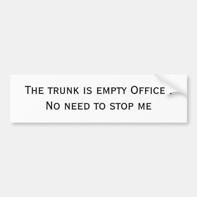 Adesivo Para Carro O tronco está vazio (Frente)