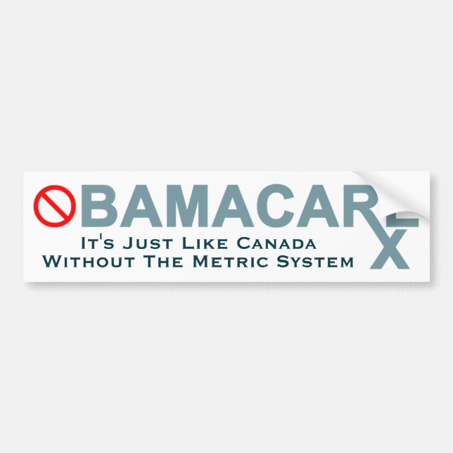 Adesivo Para Carro Obamacare: Canadá sem o sistema métrico (Frente)