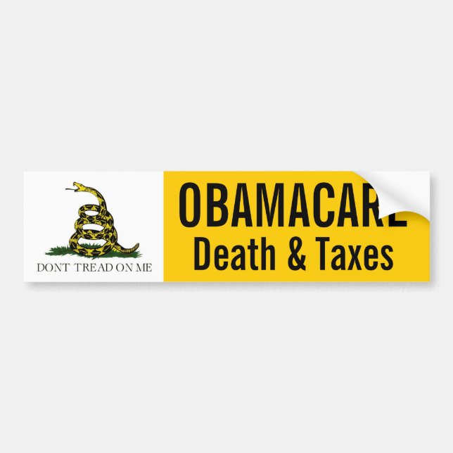 Adesivo Para Carro Obamacare -- Morte e impostos (Frente)