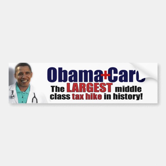 Adesivo Para Carro ObamaCare: Subida de impostos da classe média (Frente)