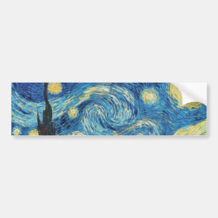 Adesivo Para Carro Obra-prima Vintage Azul Noite Estrelada de Van Gog
