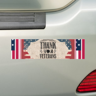Adesivo Para Carro Obrigado Veteranos Bumpersticker