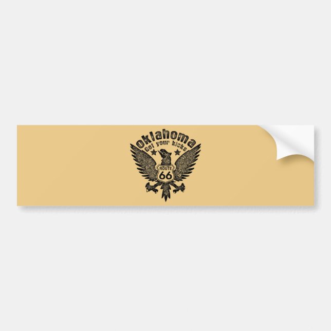 Adesivo Para Carro Oklahoma Get Your Kicks Route 66 (Frente)