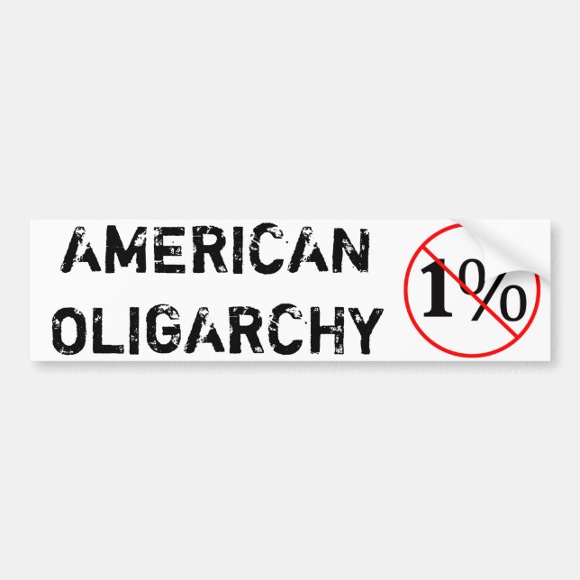 Adesivo Para Carro Oligarquia americana: NÃO ao 1% (Frente)