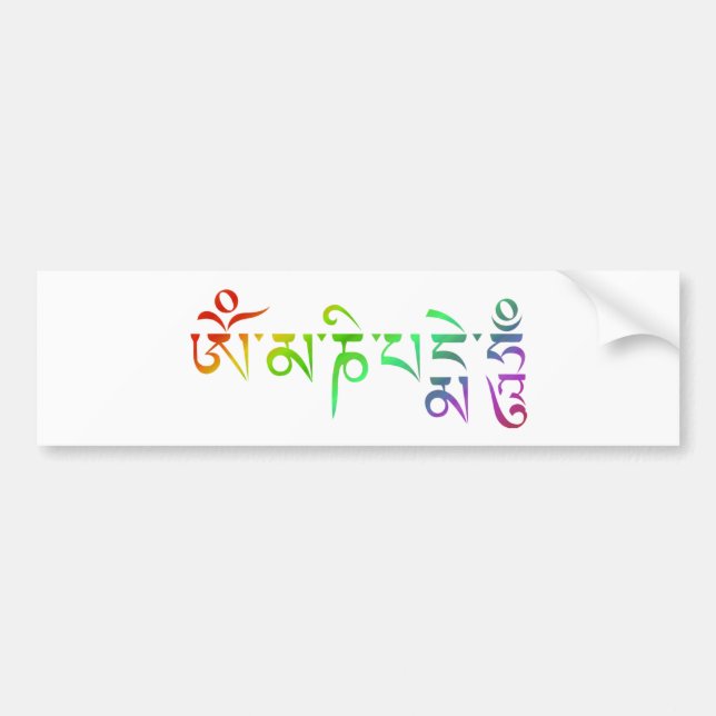 Adesivo Para Carro Om Mani Padme Hum Tibetan Mantra Rainbow (Frente)