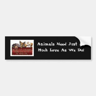 Adesivo Para Carro Os animais precisam o amor Bumpersticker