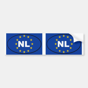 Adesivo Para Carro Oval da União Europeia de Países Baixos NL