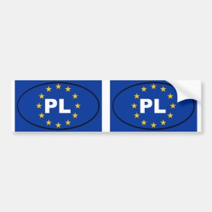 Adesivo Para Carro Oval da União Europeia do PL do Polônia